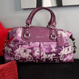 Coach Ashley purple horse & carriage satchel